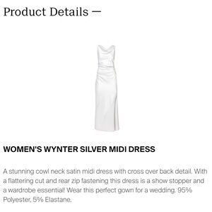 AMYLYNN Silver Satin Midi Dress